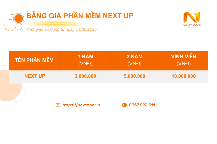 Bảng giá phần mềm đăng bài tự động Next Up