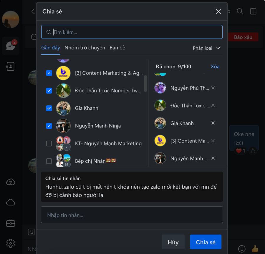 Chọn người muốn gửi