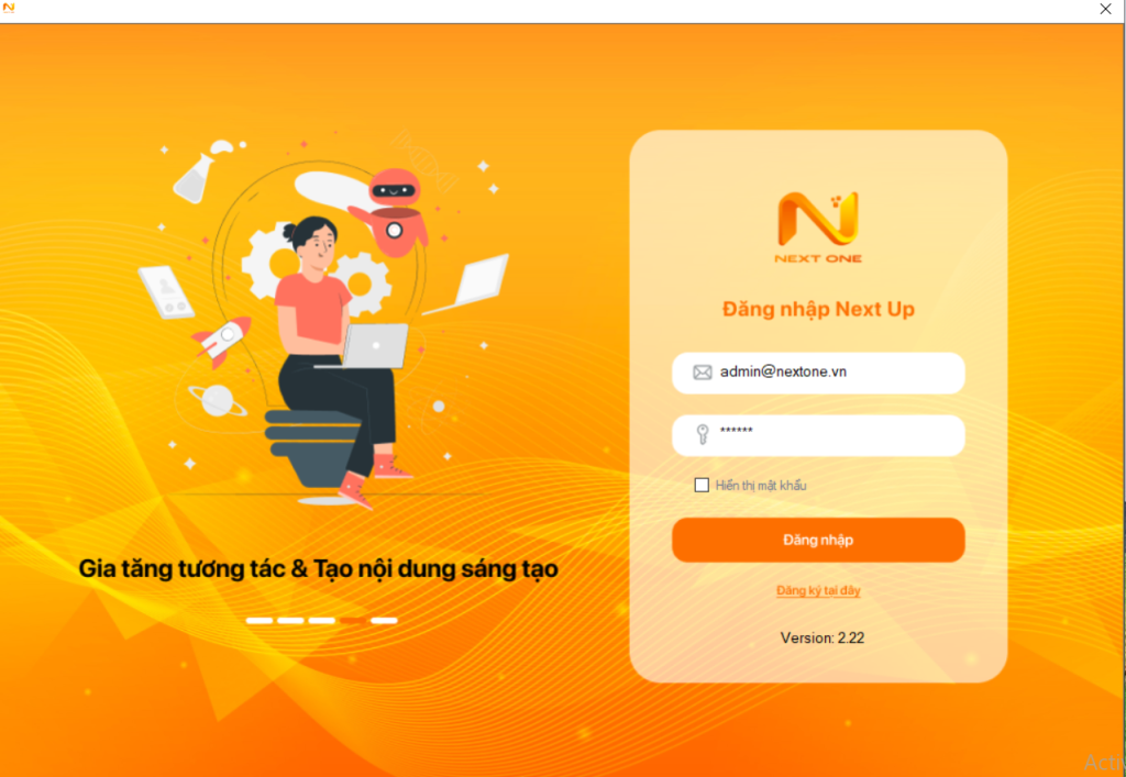 Đăng nhập vào hệ thống Phần mềm Next Up