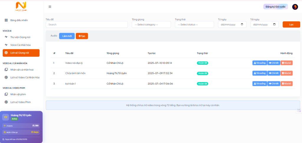 Hướng dẫn kiểm tra lịch sử hoạt động trên Vidio Next 3 