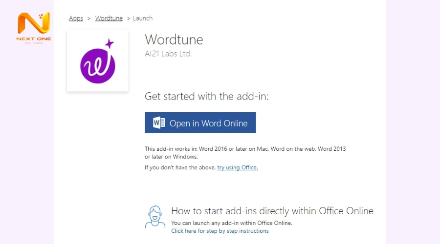 Đăng nhập trong Microsoft Word online
