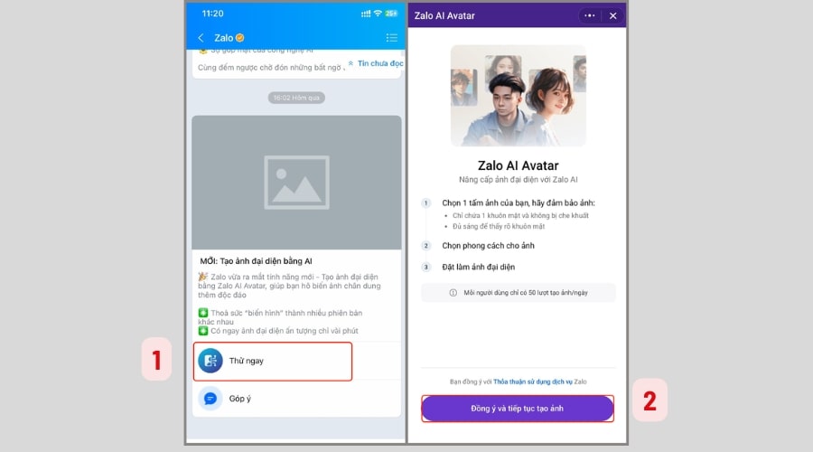 Hướng dẫn cách tạo Zalo AI Avatar